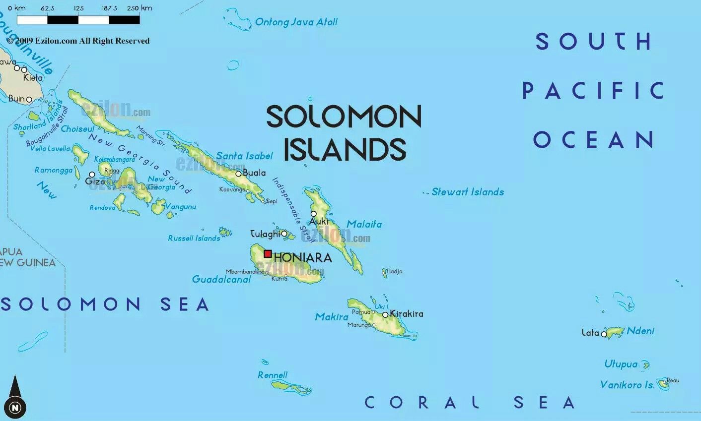 Карта Соломоновы Острова